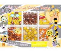 Secret Wings drewniane koraliki 140 elementów - zestaw żółty
